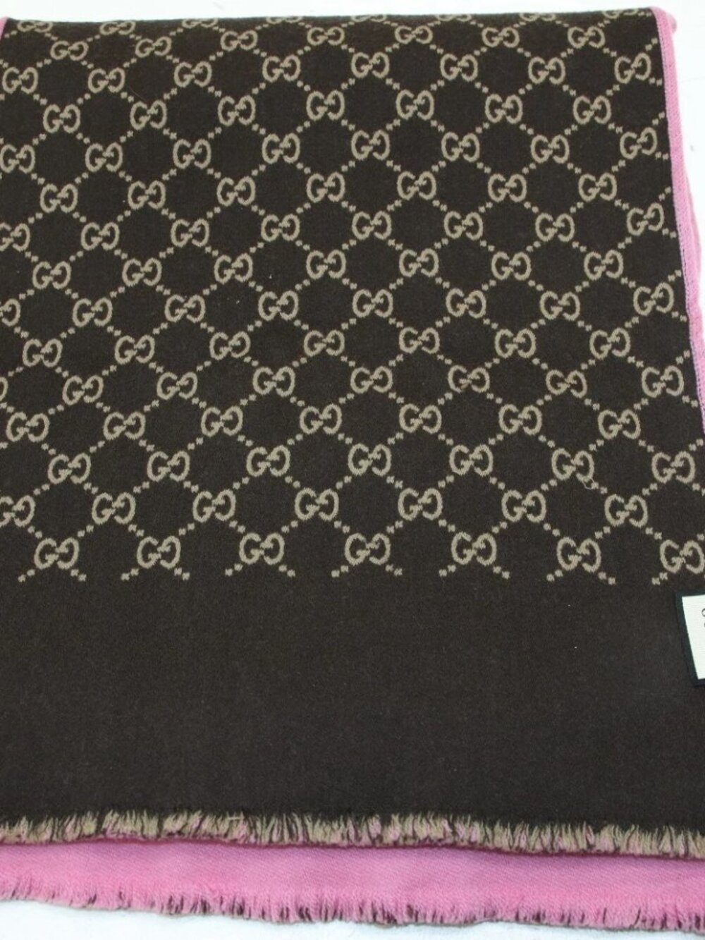 Gucci GG Guccissima Wool & Silk Scarf 35 X 180CM - Brown/Pink